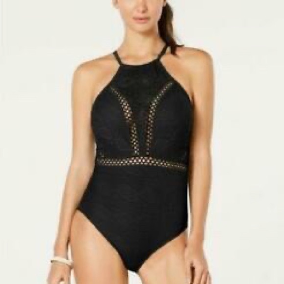 NWT Hula Honey Crochet Swimsuit Black XS Onepiece - Picture 1 of 2